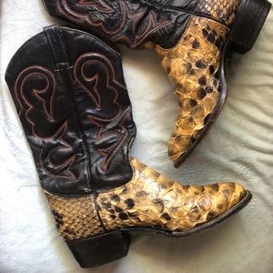Genuine python skin vintage cowboy boots